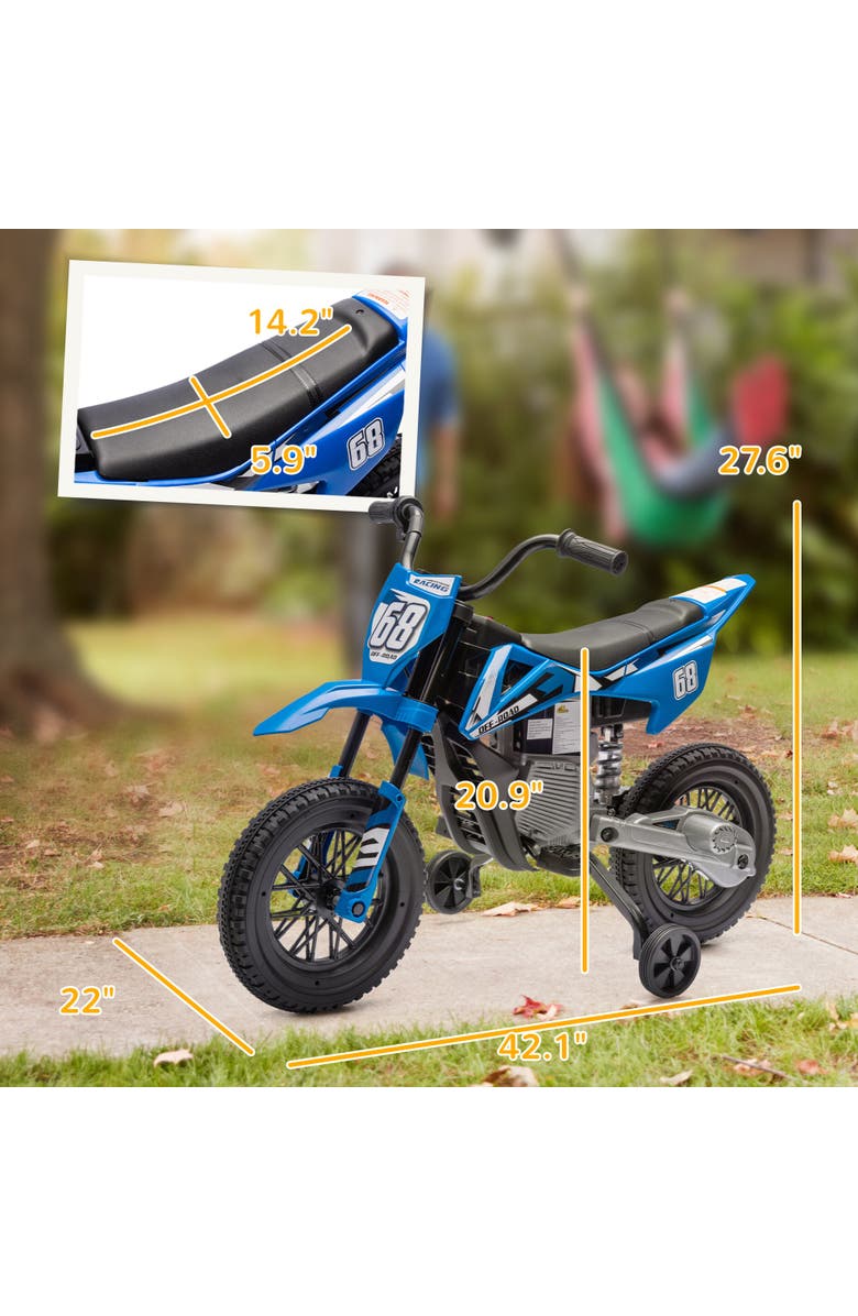 Qaba Kids Electric Motorcycle with Training Wheels and Music, Alternate, color, Blue