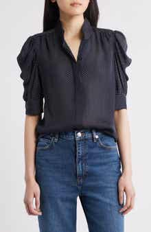 FRAME The Gillian Puff Sleeve Silk Blouse