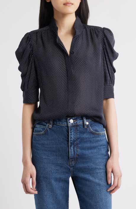 FRAME The Gillian Puff Sleeve Silk Blouse
