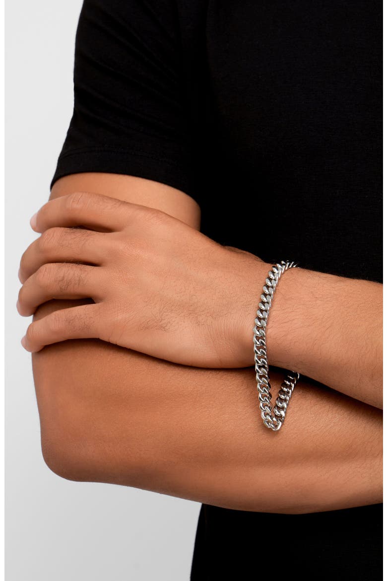 Men's Tarnish Resistant Set of 2 Chain Bracelets, Alternate, color, SILVER