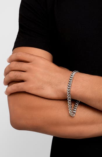 Men's Tarnish Resistant Set of 2 Chain Bracelets