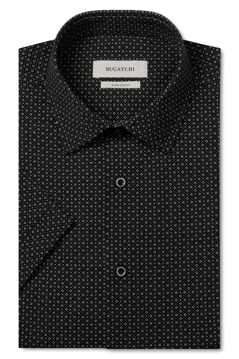 Miles OoohCotton® Geo Print Short Sleeve Button-Up Shirt, Alternate, color, BLACK