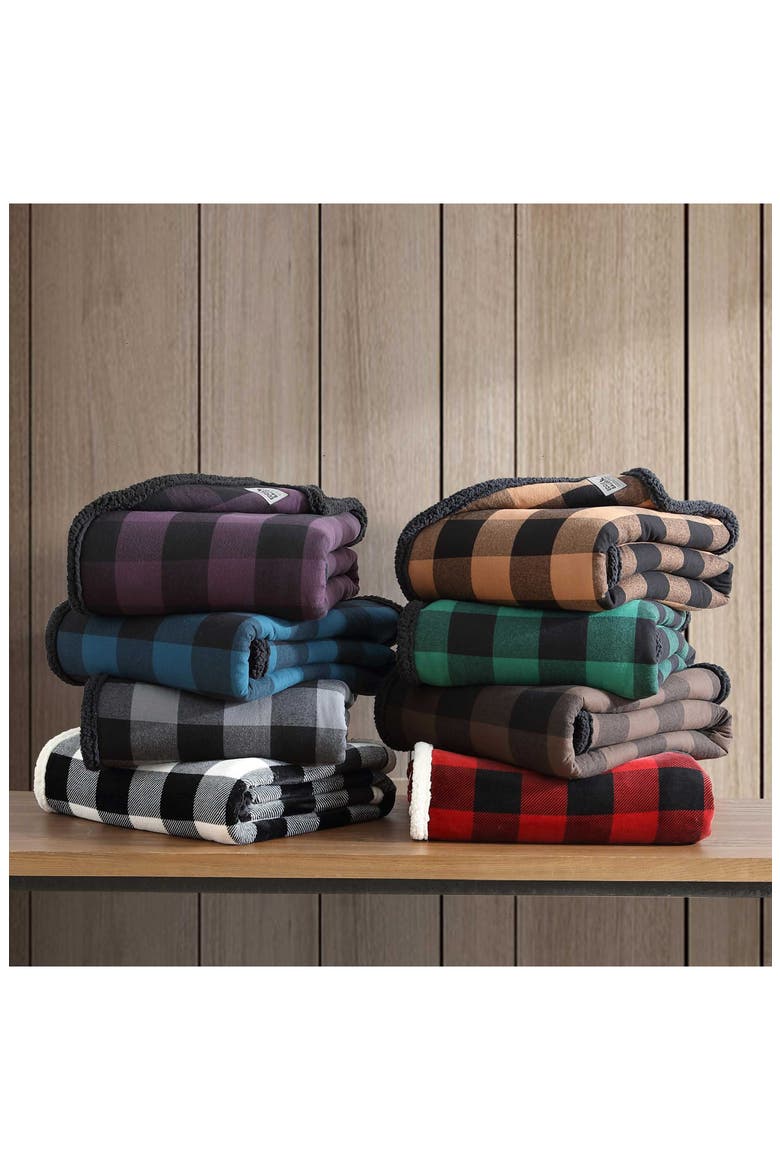 Cabin Plaid Throw Blanket, Alternate, color, DARK PURPLE
