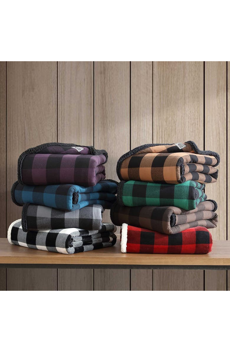 Eddie Bauer Cabin Plaid Throw Blanket, Alternate, color, Dark Purple