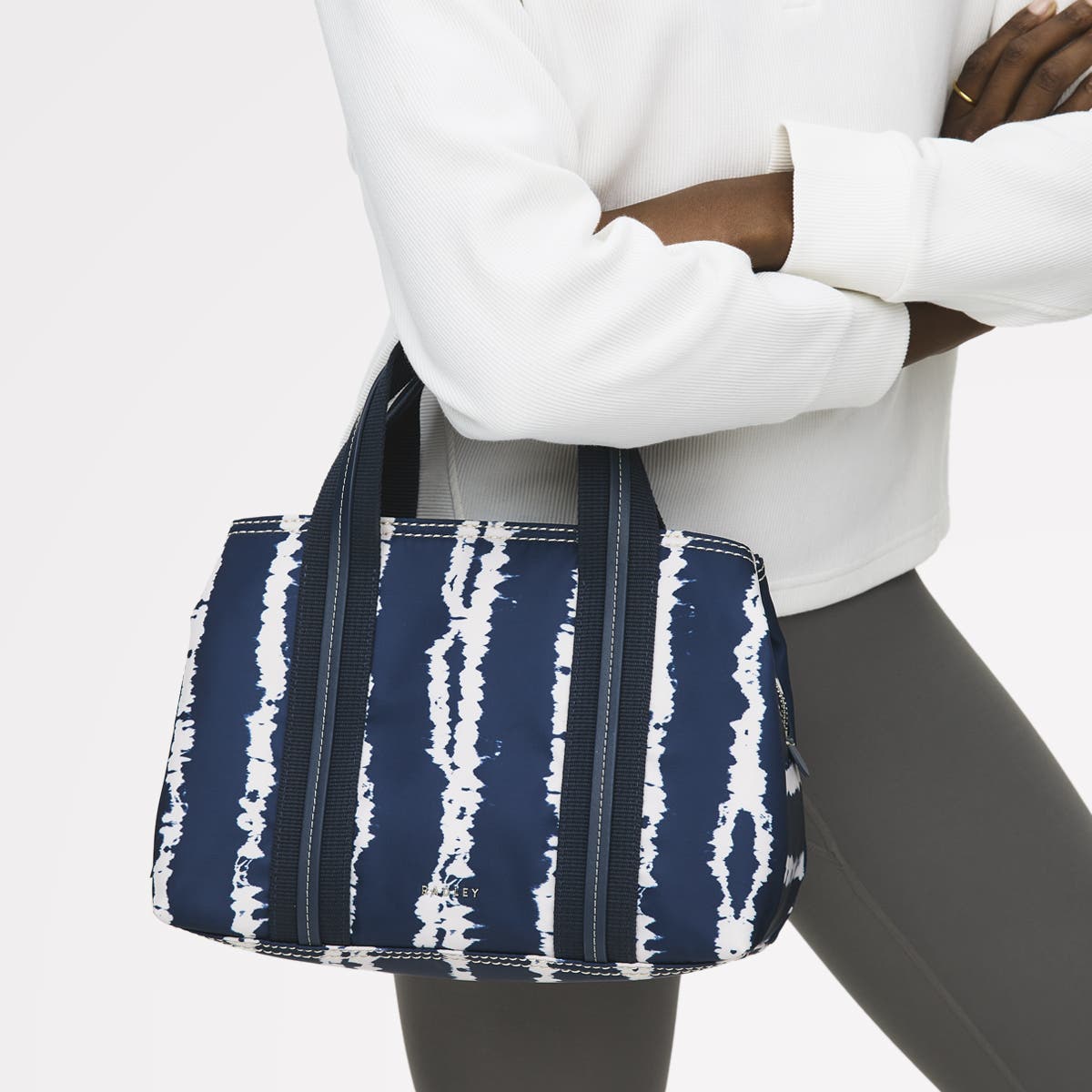 Radley Halley Row - Tie Dye Stripe Medium Ziptop Satchel Bag, Alternate, color, Naval