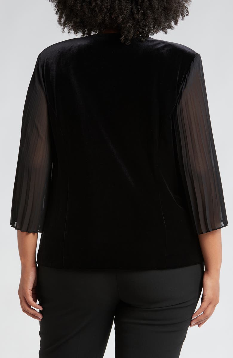 Alex Evenings Pleated Chiffon Sleeve Velvet Cardigan & Tank Set, Alternate, color, 