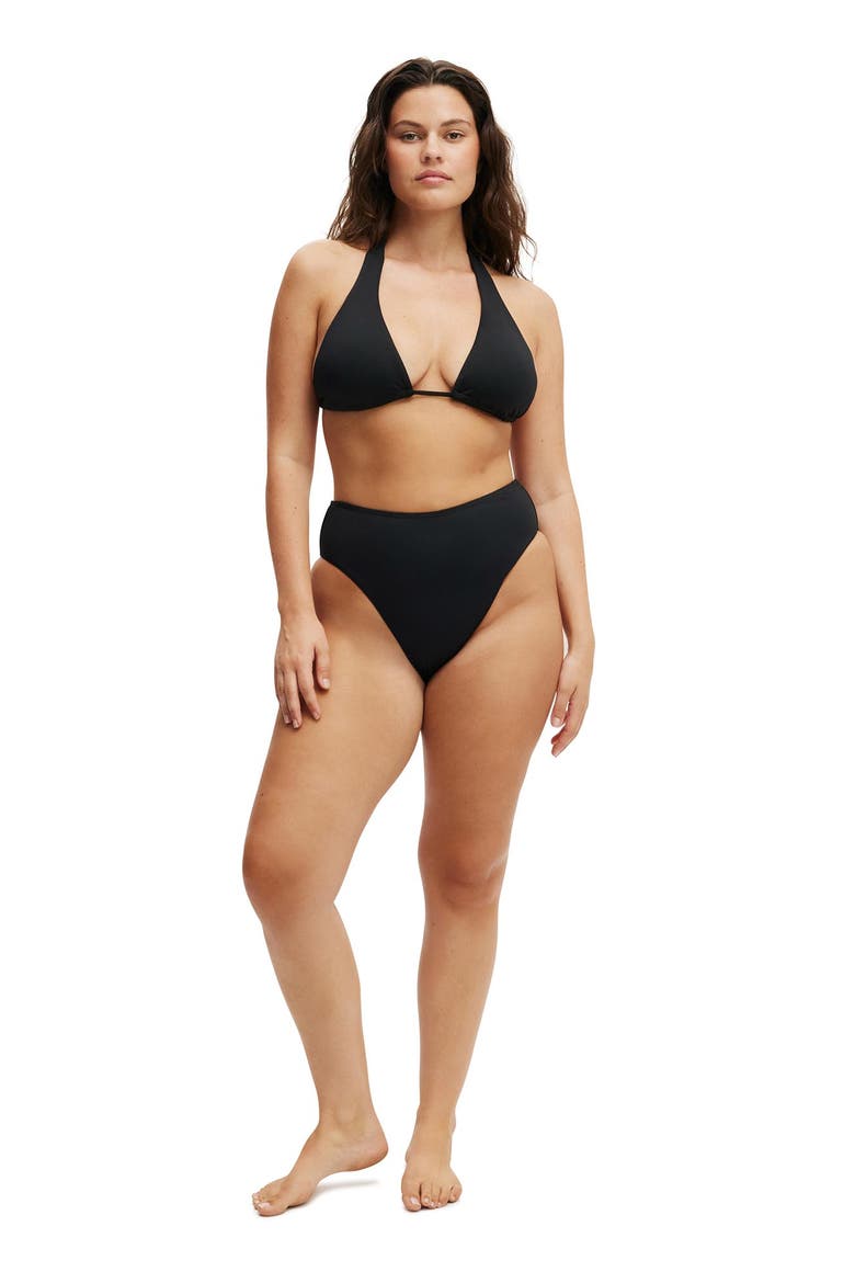 Women's High Apex Slider Triangle Bikini Top, Alternate, color, Black