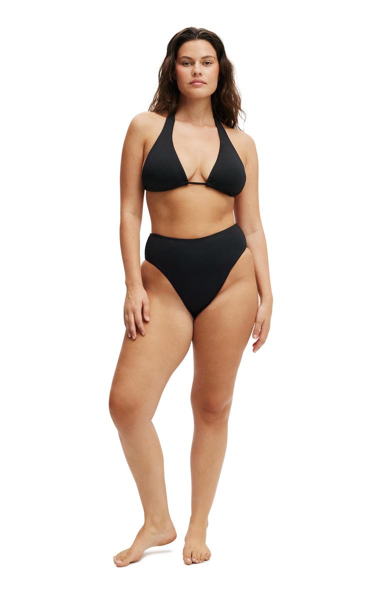 COTTON ON BODY Women's High Apex Slider Triangle Bikini Top, Alternate, color, Black