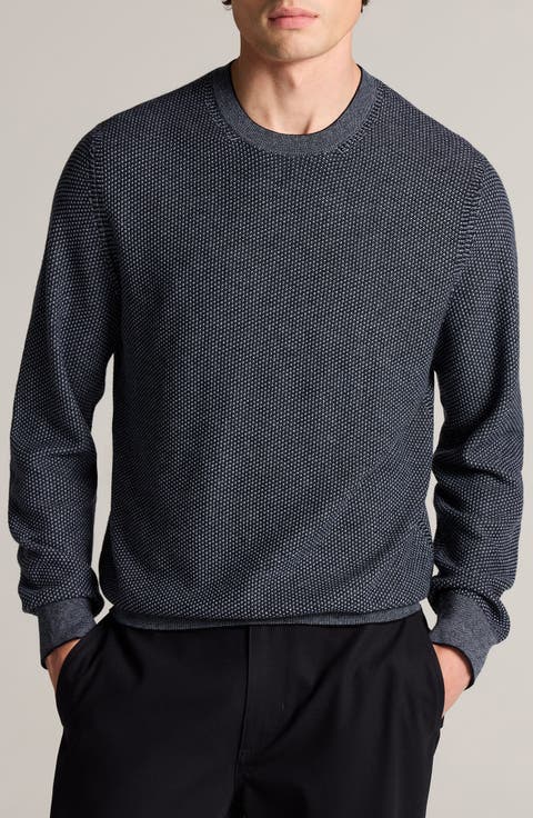 Geometric Jacquard Wool & Cotton Blend Crewneck Sweater