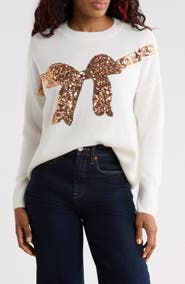 CeCe Sequin Bow Sweater