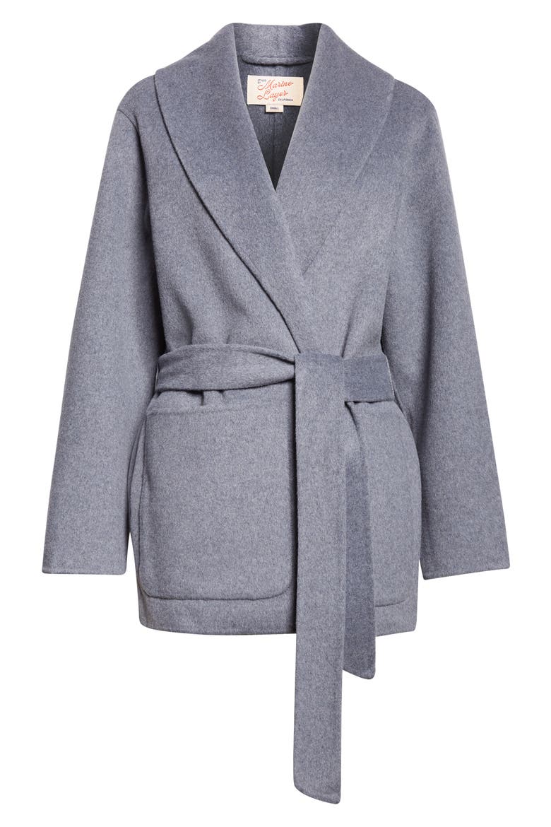 Colette Belted Wool Blend Jacket, Alternate, color, MEDIUM GREY HEATHER