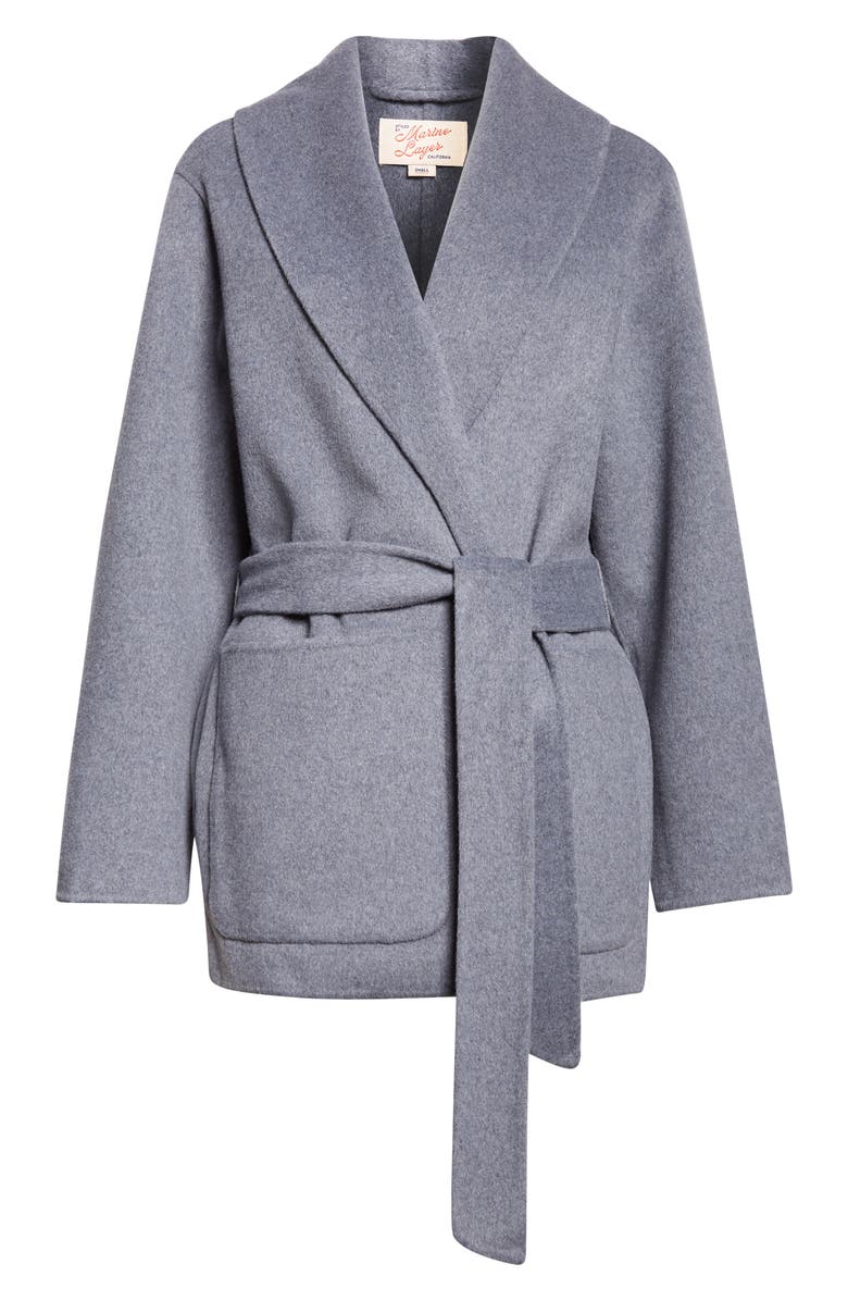 Marine Layer Colette Belted Wool Blend Jacket, Alternate, color, Medium Grey Heather