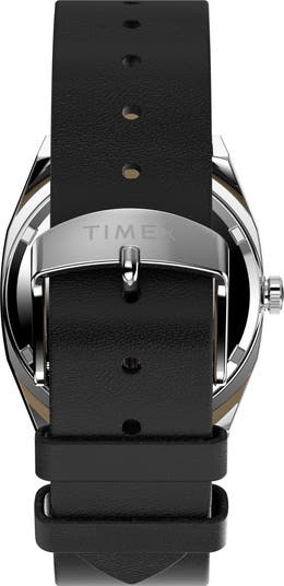 Timex® Automatic 1983 E-Line Reissue Leather Strap Watch, 34mm