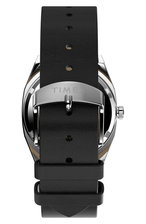 Timex ® Automatic 1983 E-line Reissue Leather Strap Watch, 34mm In Black