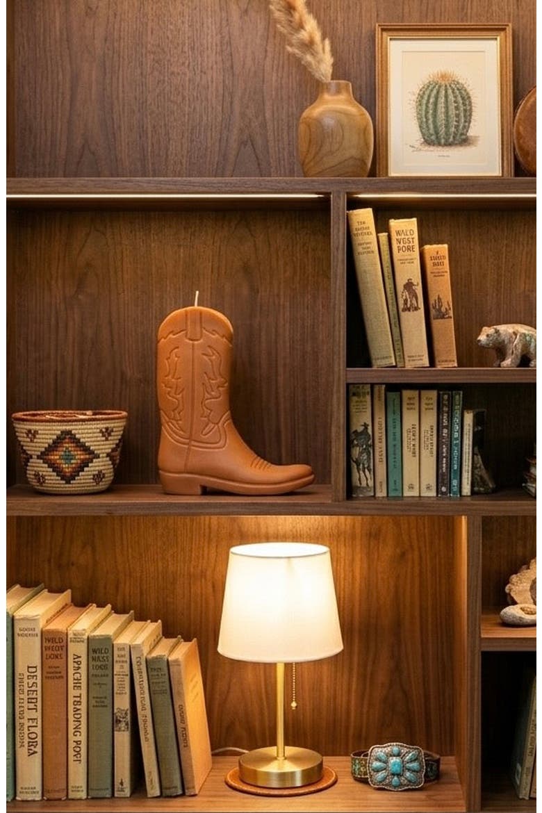 Cowboy Boot Candle, Alternate, color, Cognac