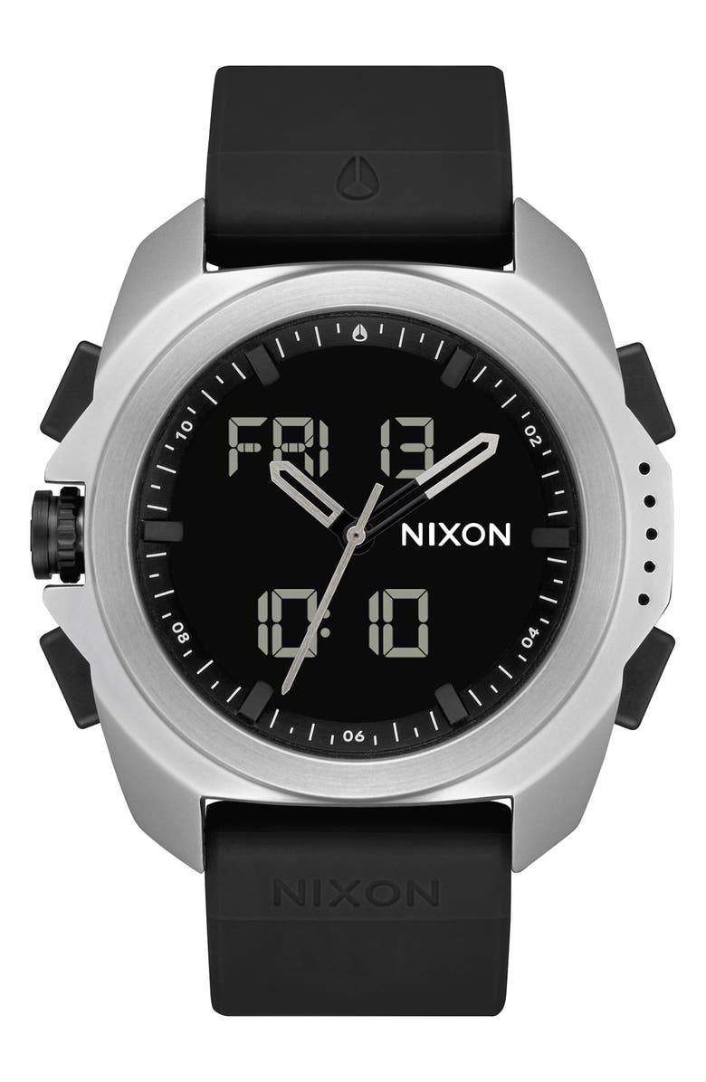 Nixon Ripley Ana-Digi Silicone Strap Watch, 47mm, Main, color, Surplus / Black
