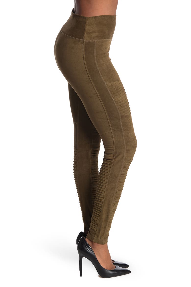 Faux Suede High Waist Moto Leggings, Alternate, color, OLIVE