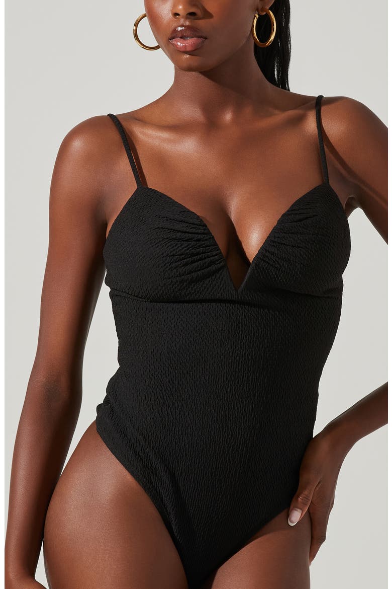 Fia Plunge Neck Bodysuit, Alternate, color, BLACK