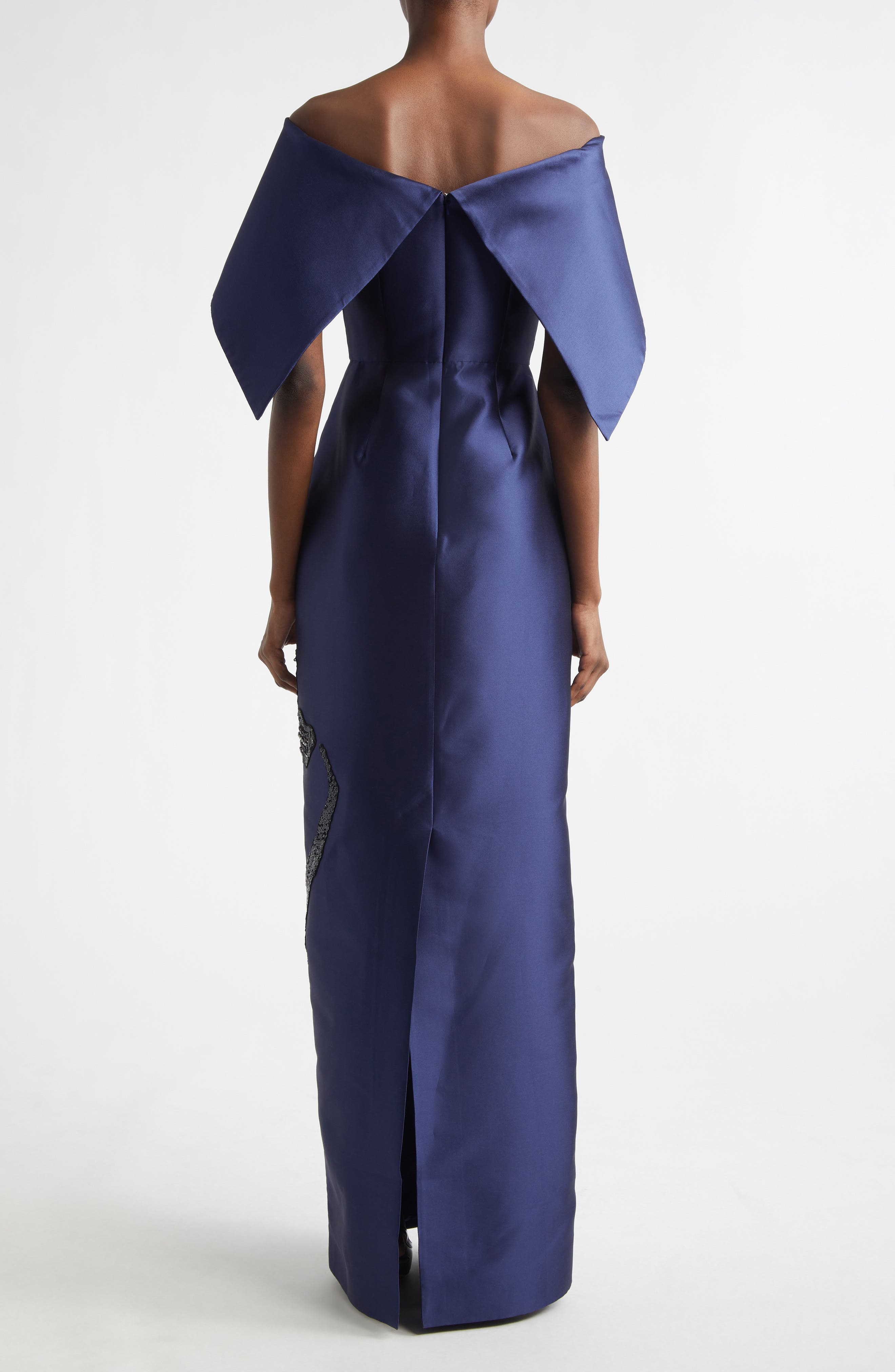 Beaded Off the Shoulder Mikado Column Gown - image 2