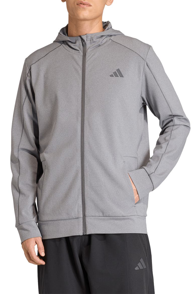 Puremotion Zip-Up Hooded Jacket, Main, color, GREY FIVE MELANGE