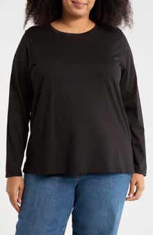 Eileen Fisher Crewneck Long Sleeve Organic Cotton T-Shirt