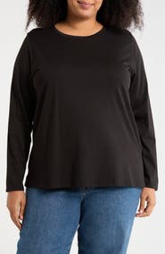 Eileen Fisher Crewneck Long Sleeve Organic Cotton T-Shirt