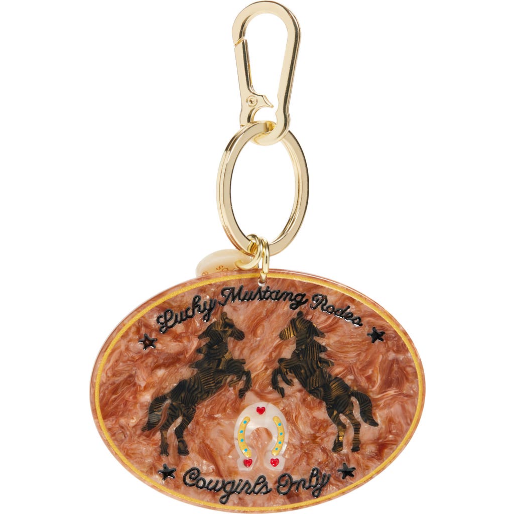 Solar Eclipse Hand Painted Lucky Mustard Rodeo Chain Bag Charm In Burgundy