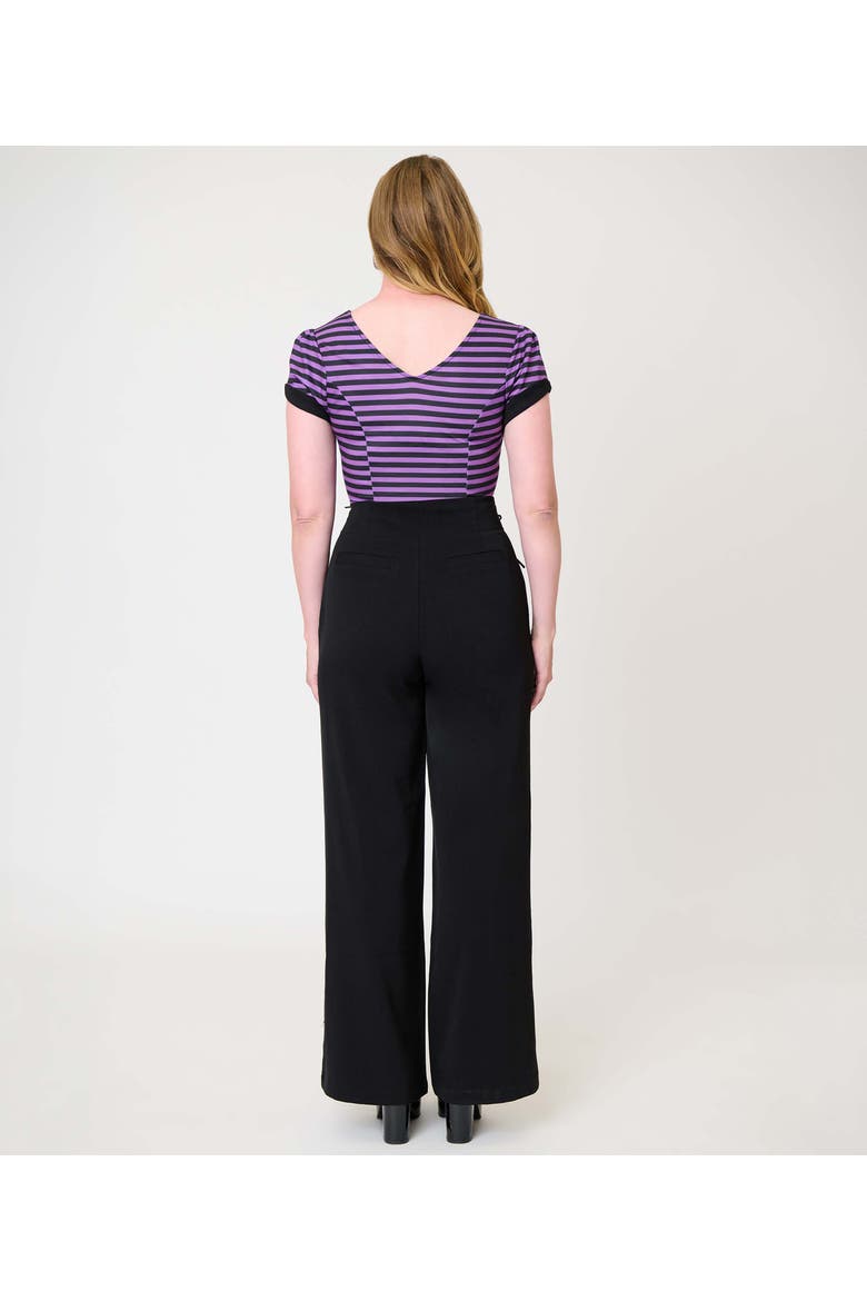 Lace Up High Waist Trousers, Alternate, color, Black Solid