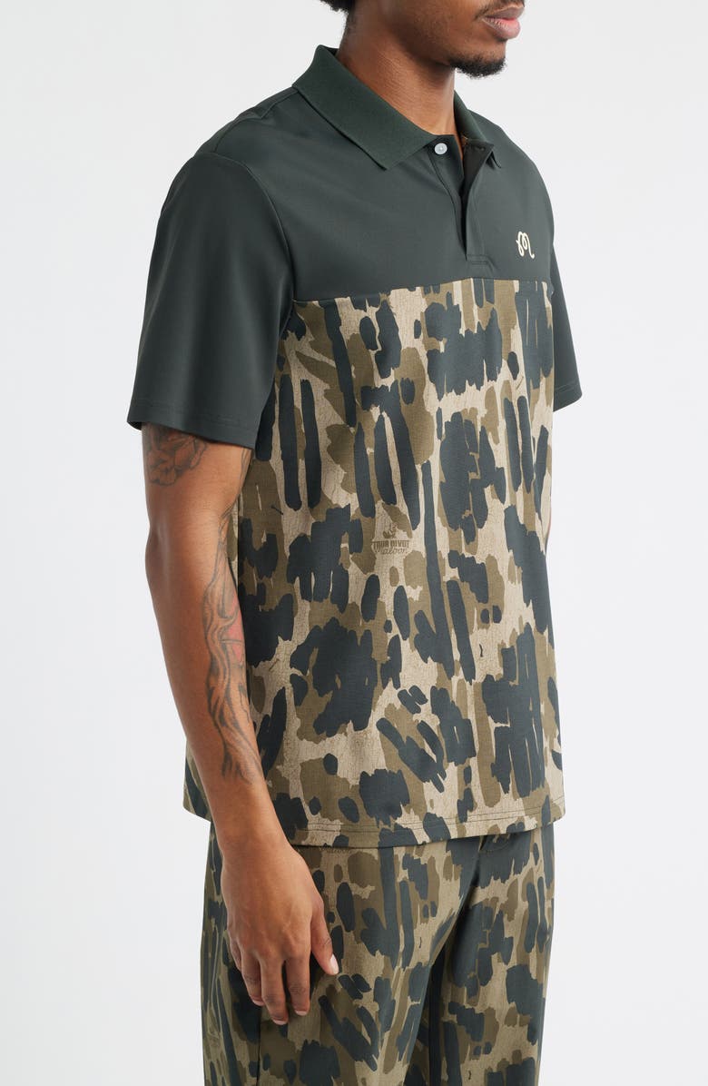 Malbon Golf Tour Divot Camo Polo, Alternate, color, Bark Camo
