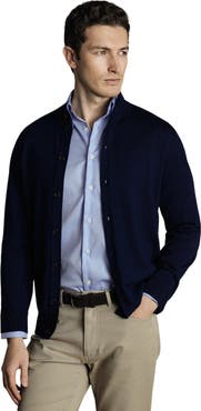 Charles Tyrwhitt Merino Button Through Funnel Neck Cardigan