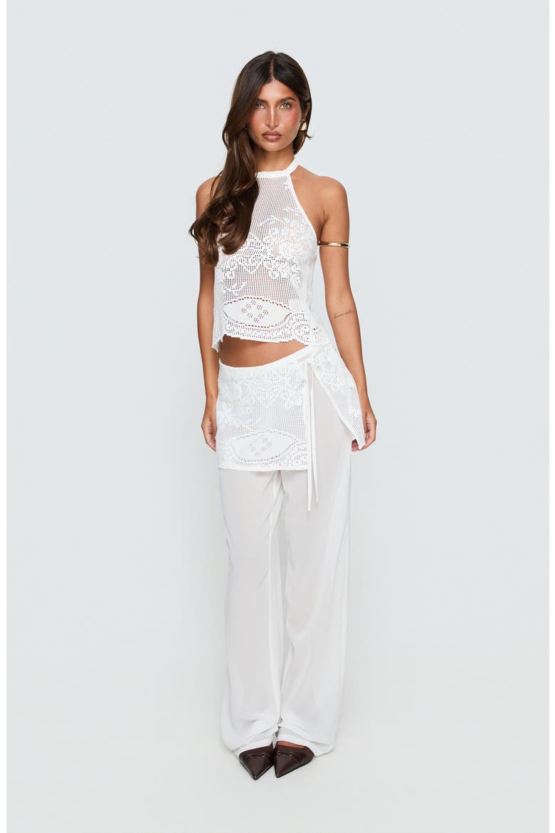 Claudie Sheer Lace Halter Top, Alternate, color, WHITE