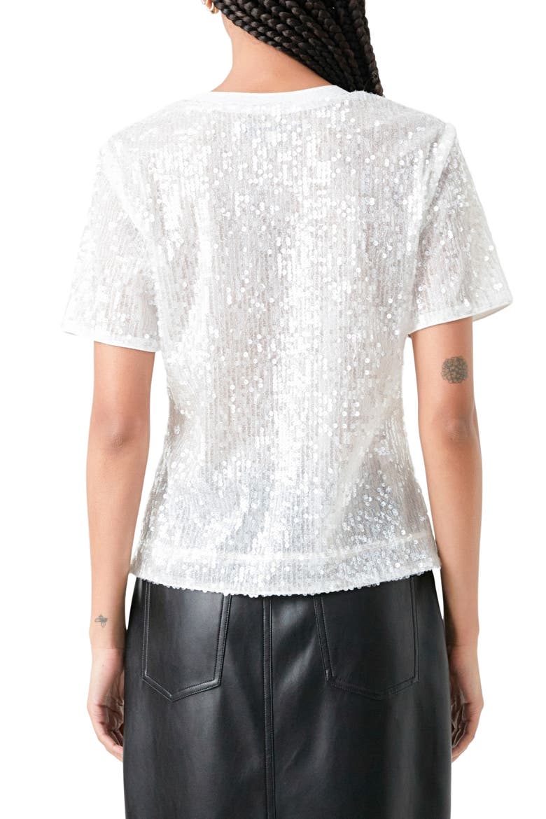 Shoulder Pad Sequin Top, Alternate, color, WHITE