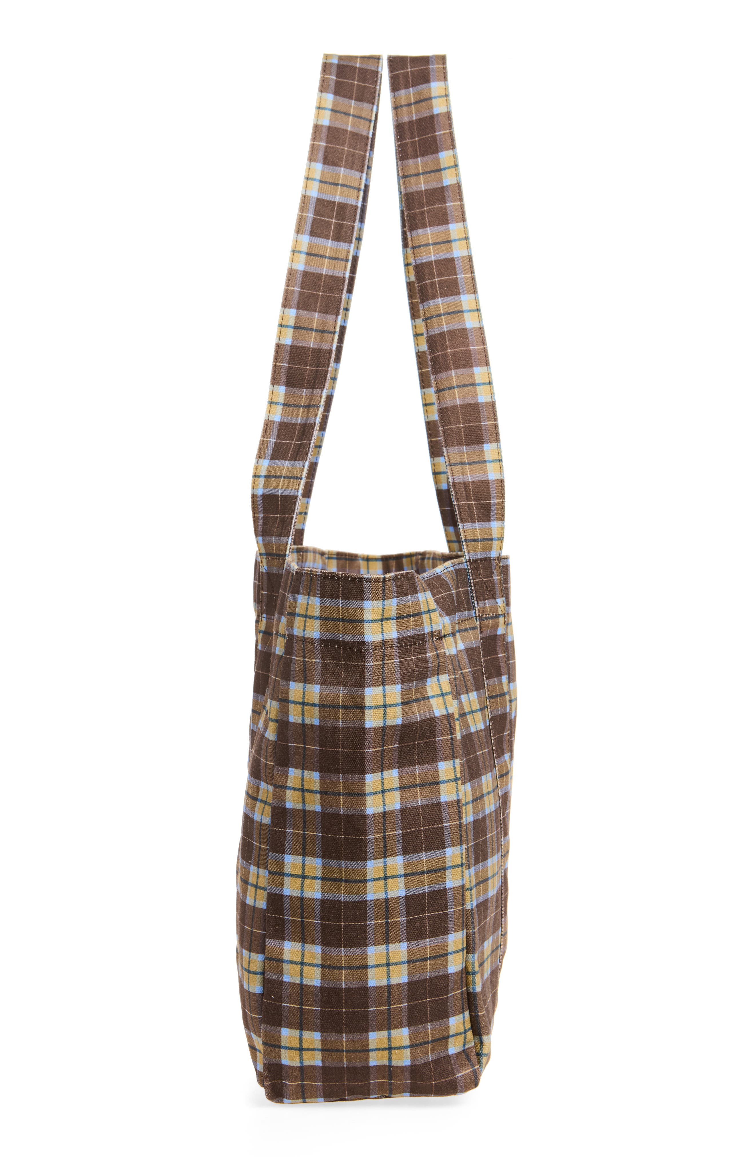 Check Tote Bag, Alternate, color, BROWN MULTI