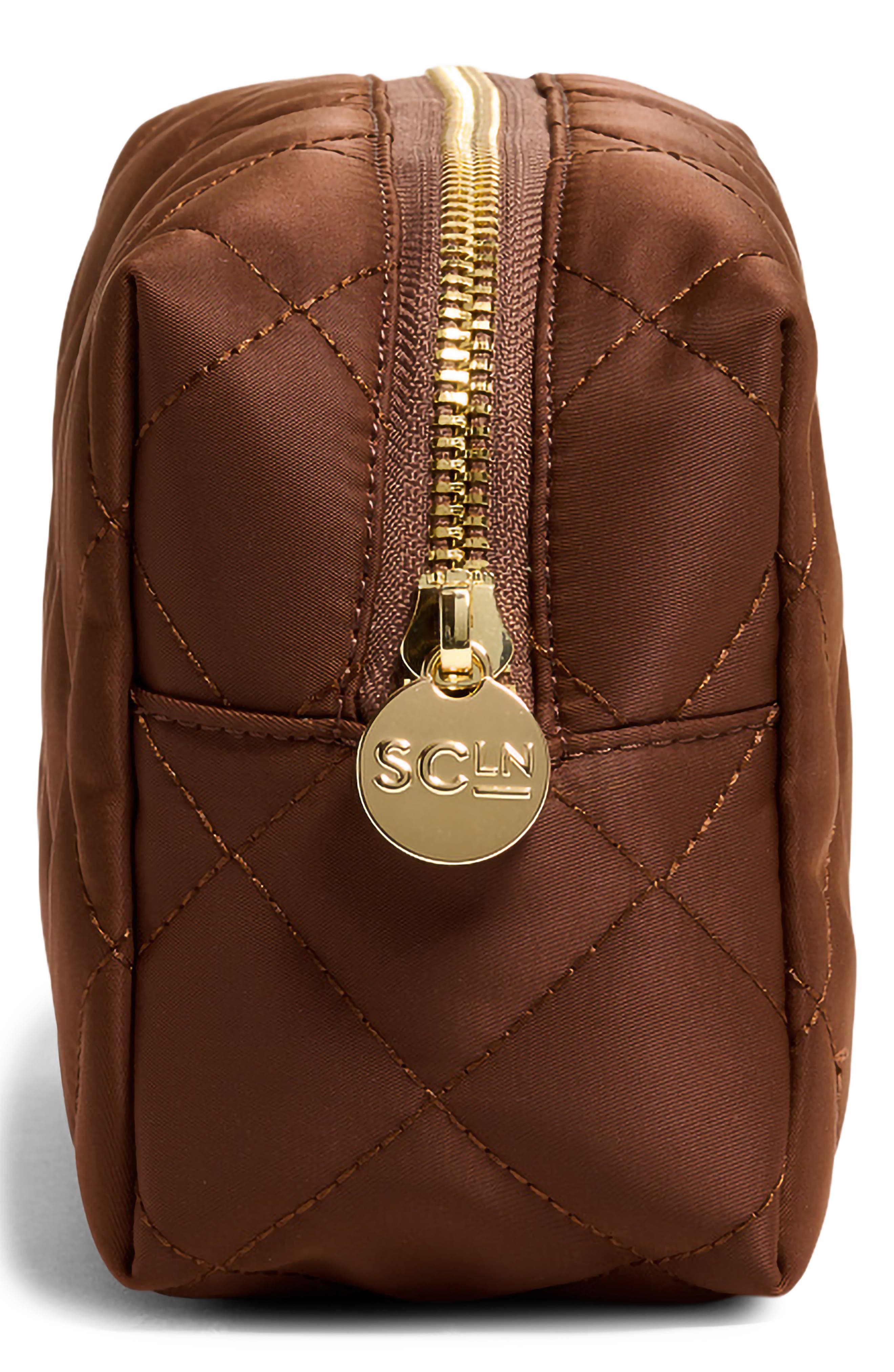 Stoney Clover Lane Quilted Satin Pouch, Alternate, color, Espresso