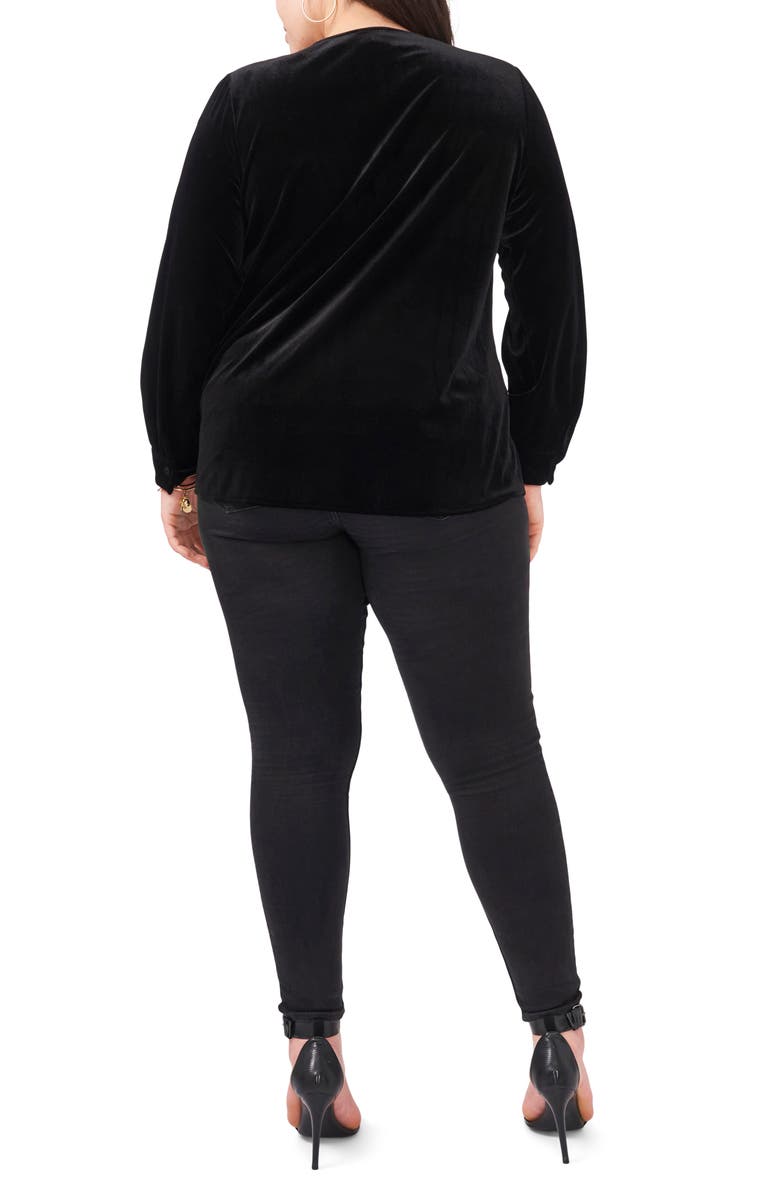 1.STATE V-Neck Velvet Button Front Top, Alternate, color,