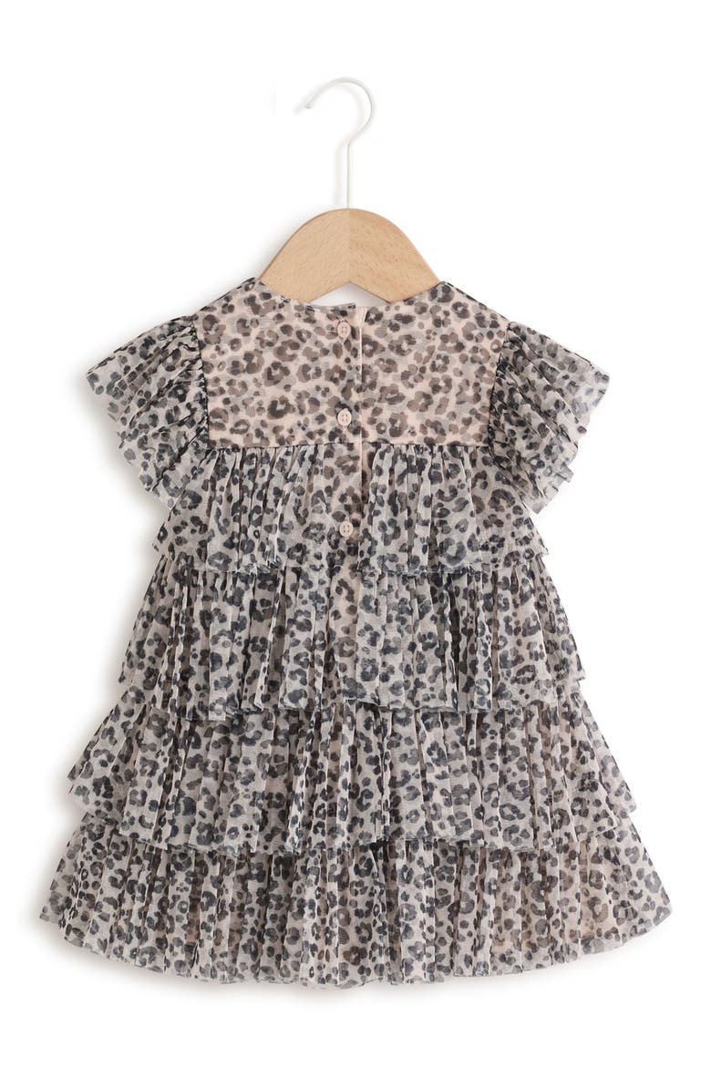 Leopard Print Ruffle Mesh Dress, Alternate, color, BEIGE MULTI