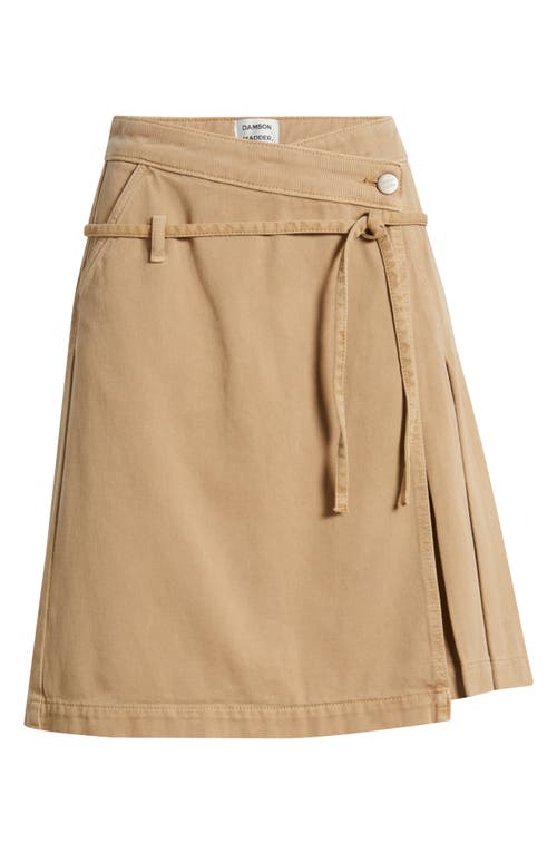 Damson Madder Womens Tan Kat Kilt Wrap-front Denim Midi Skirt In Brown