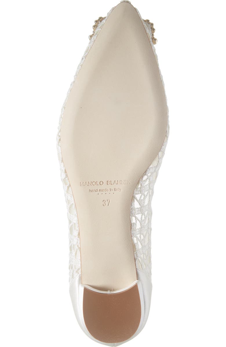 Manolo Blahnik Hangisi Imitation Pearl Buckle Embroidered Flat, Alternate, color,