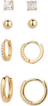 Nordstrom Set of 4 Demi Fine Essentials Stud & Hugging Hoop Earrings