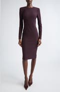 Victoria Beckham Long Sleeve Wool Blend T-Shirt Dress