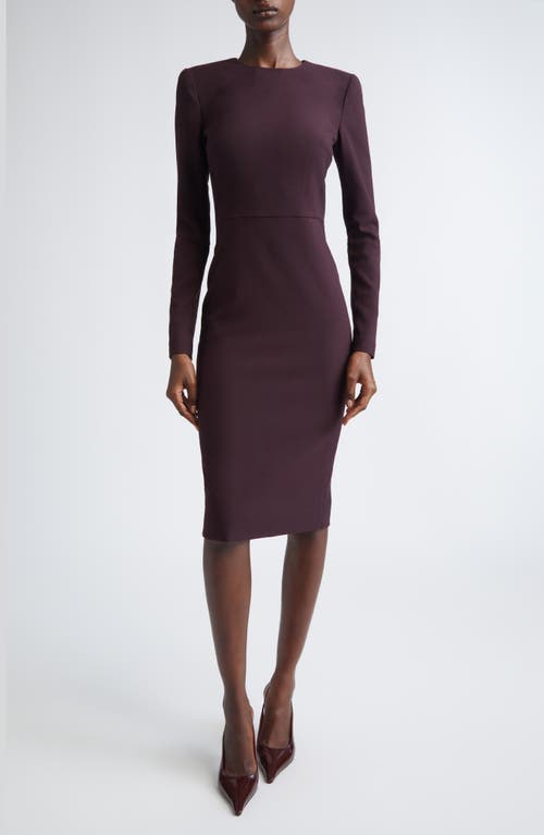 Victoria Beckham Fitted Long Sleeve Dress With Slit Back In Brown