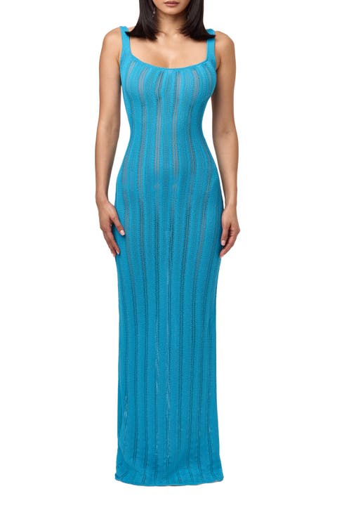 Open Back Sheer Maxi Dress