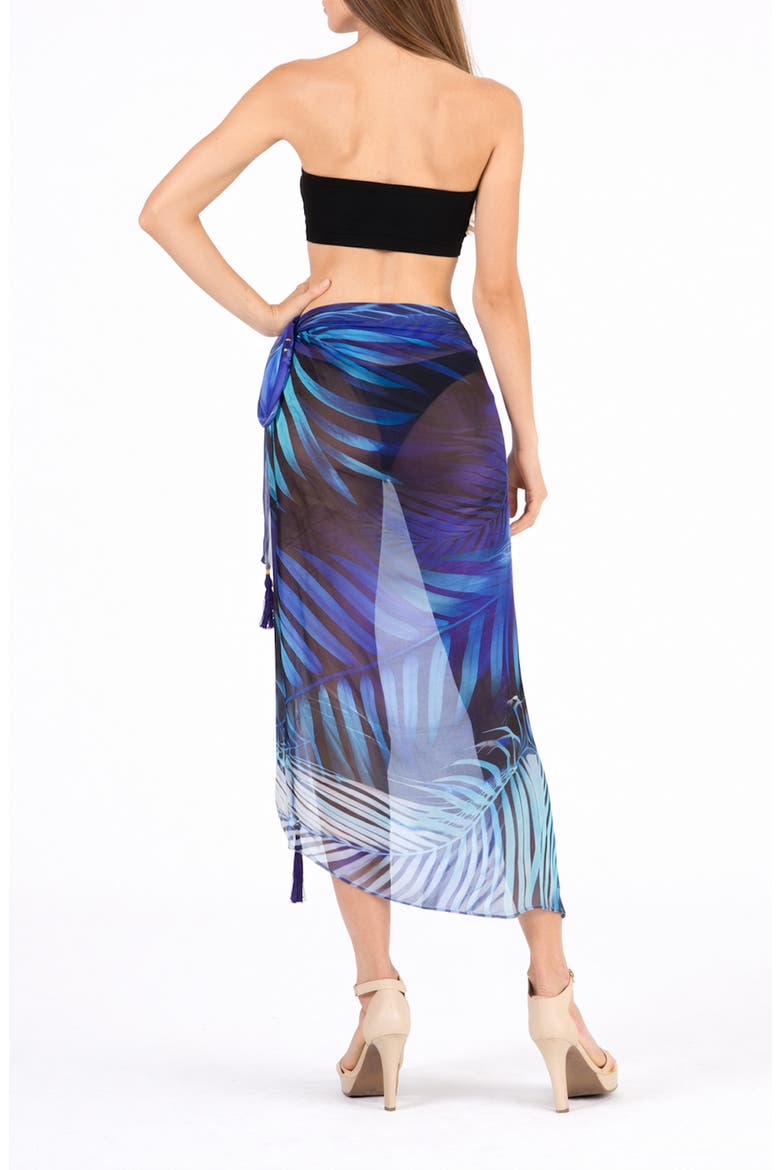 Palm Print Long Sarong, Alternate, color, BLUE