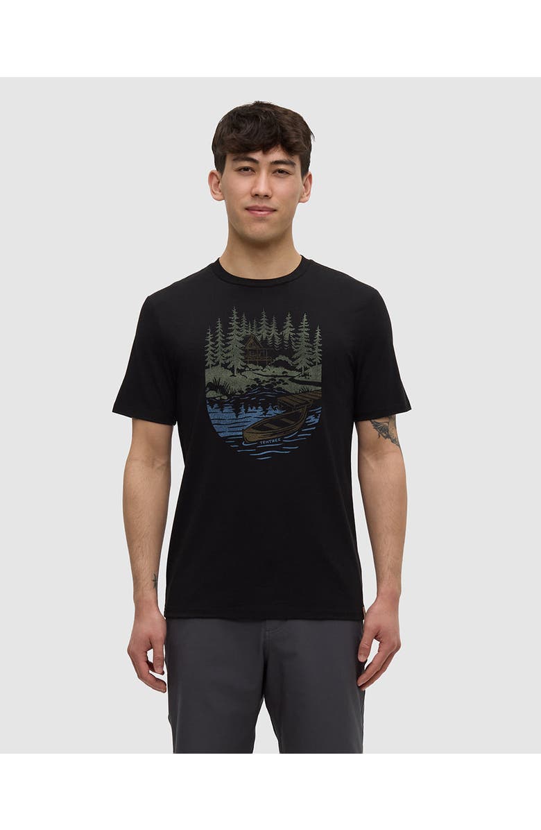 tentree Getaway T-Shirt, Main, color, Meteorite Black/Light Moss