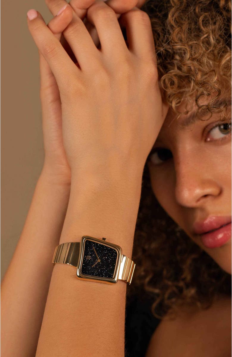 VANNA Nebula Gemstone Watch, Alternate, color, Black Sandstone-Gold