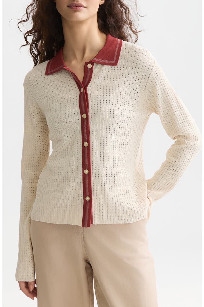 Pointelle Knit Cardigan, Main, color, EGGNOG