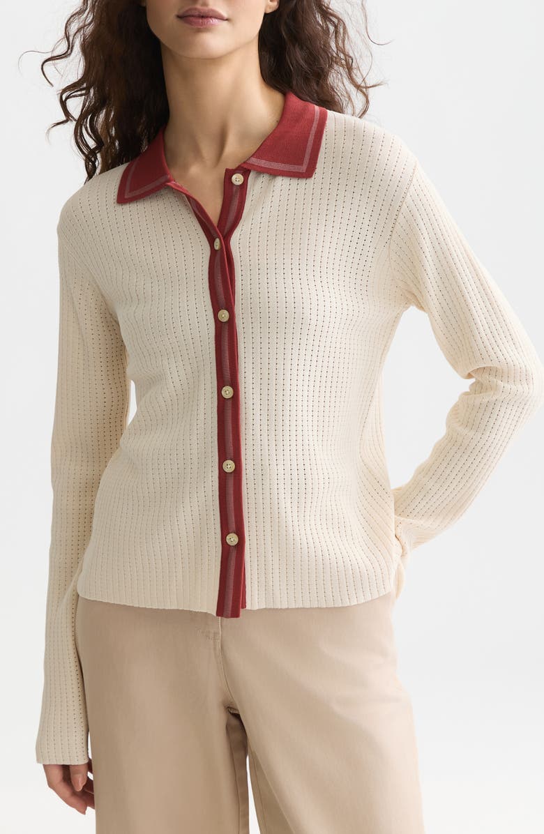 Scotch & Soda Pointelle Knit Cardigan, Main, color,