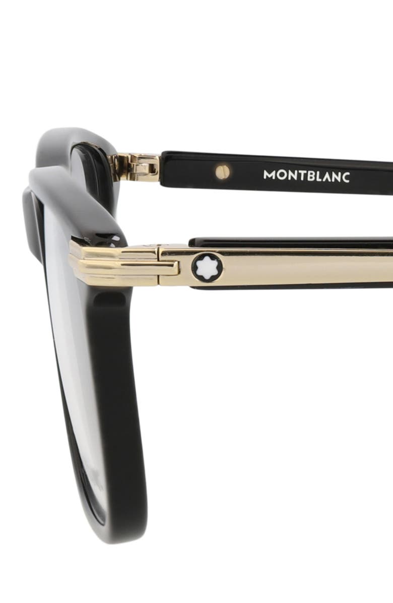 Montblanc 54mm Rectangle Optical Frames, Alternate, color, Black Black Transparent