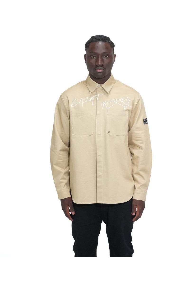SAINT PERRY Maze Denim Shirt, Alternate, color, Beige