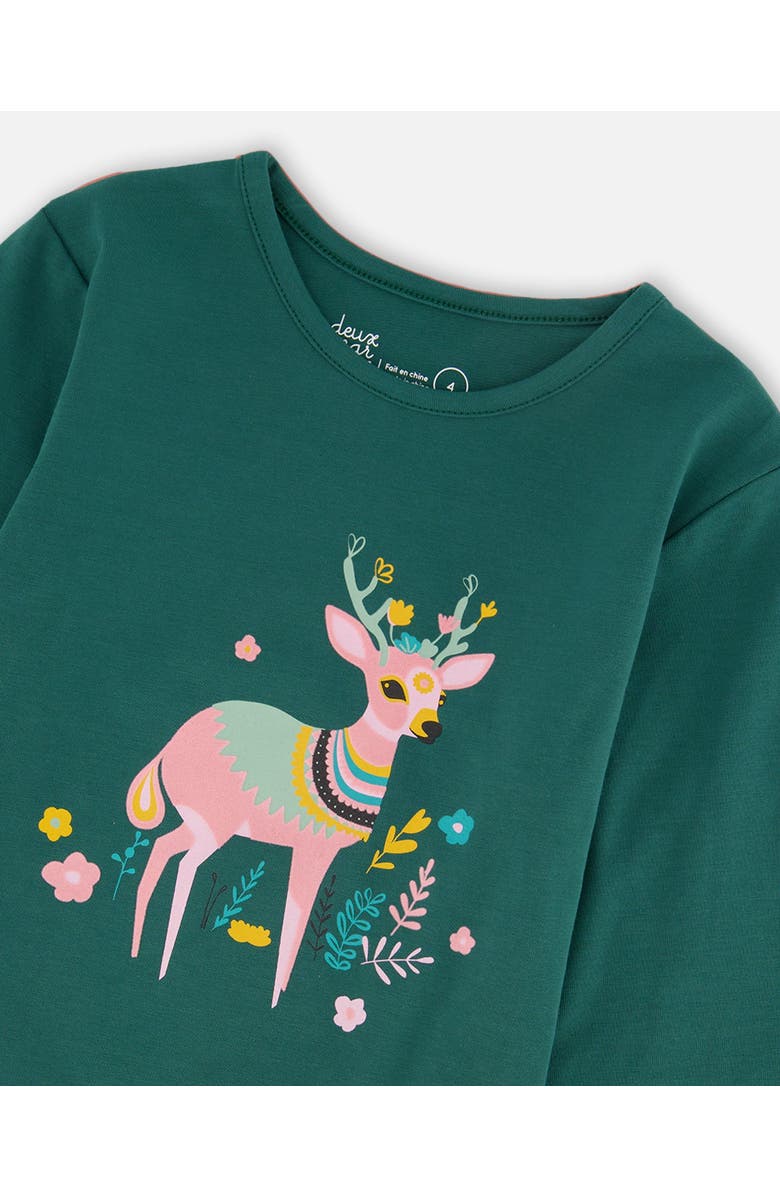 Deux par Deux Girl Organic Cotton Long Sleeve T-Shirt, Alternate, color, Dark Green